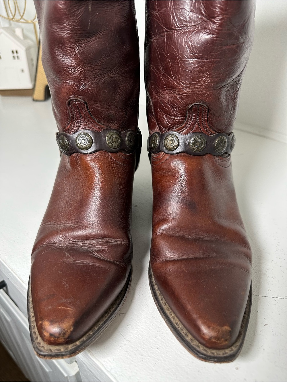 Acme Cowboy Boots Womens 10 Brown Harness Western Vintage Biker Cowgirl USA - Picture 3 of 9